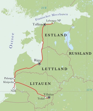 Route Baltikum, 9 Tage Fahrradreise Route Baltikum, 9 Tage Fahrradreise