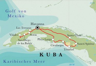 Route Kuba, 17 Tage Fahrradreise Route Kuba, 17 Tage Fahrradreise