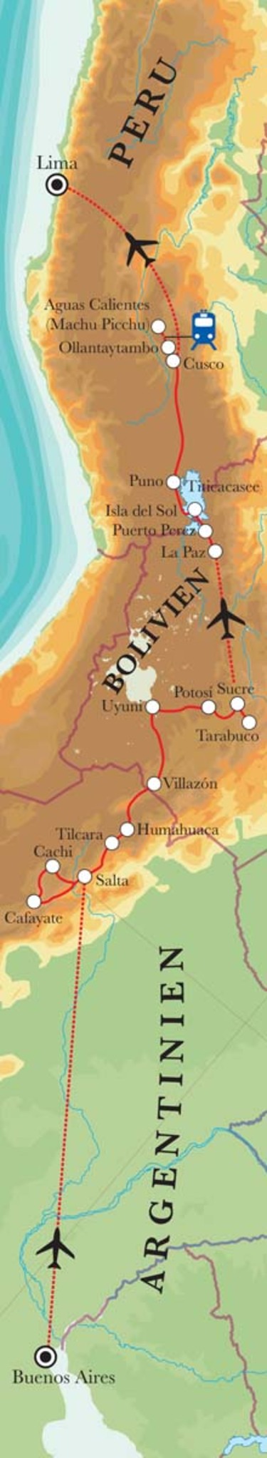 Route Rundreise Von Buenos Aires nach Lima, 27 Tage Route Rundreise Von Buenos Aires nach Lima, 27 Tage
