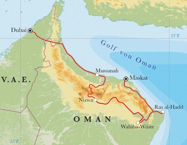 Route Rundreise Oman & Dubai, 12 Tage Route Rundreise Oman & Dubai, 12 Tage