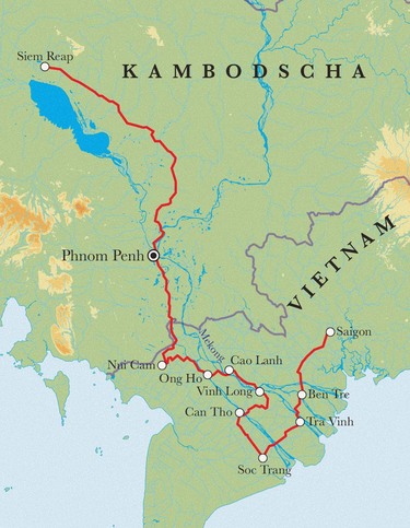 Route Vietnam & Kambodscha, 18 Tage Fahrradreise Route Vietnam & Kambodscha, 18 Tage Fahrradreise