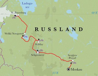 Route Russland, 10 Tage Fahrradreise Route Russland, 10 Tage Fahrradreise